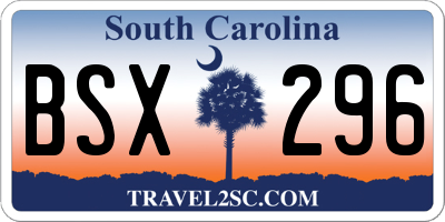 SC license plate BSX296