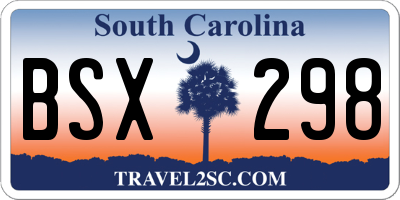 SC license plate BSX298