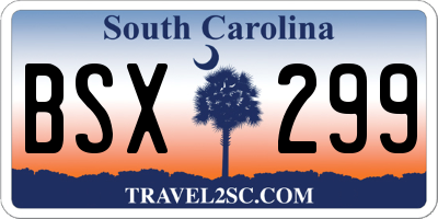 SC license plate BSX299