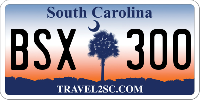 SC license plate BSX300