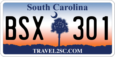 SC license plate BSX301