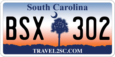 SC license plate BSX302