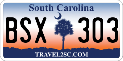 SC license plate BSX303