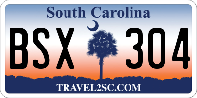 SC license plate BSX304
