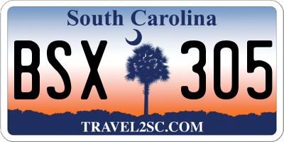SC license plate BSX305