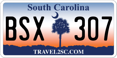 SC license plate BSX307
