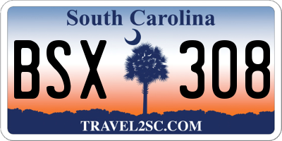 SC license plate BSX308