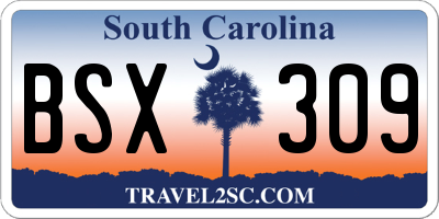 SC license plate BSX309