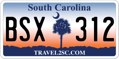 SC license plate BSX312