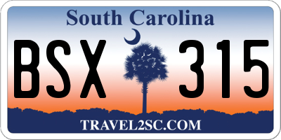 SC license plate BSX315