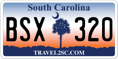 SC license plate BSX320