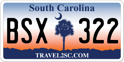 SC license plate BSX322
