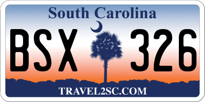 SC license plate BSX326