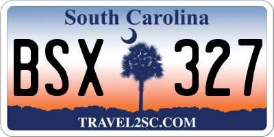 SC license plate BSX327