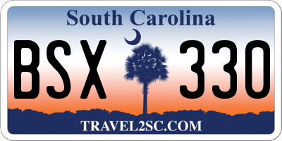 SC license plate BSX330