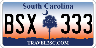SC license plate BSX333