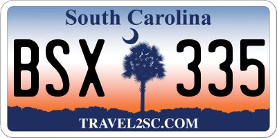 SC license plate BSX335
