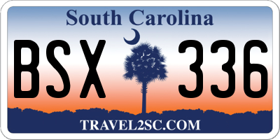 SC license plate BSX336
