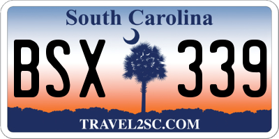 SC license plate BSX339