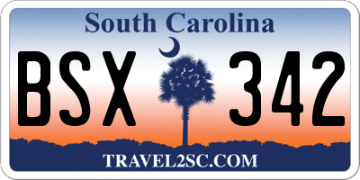 SC license plate BSX342