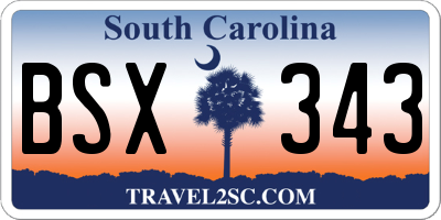 SC license plate BSX343