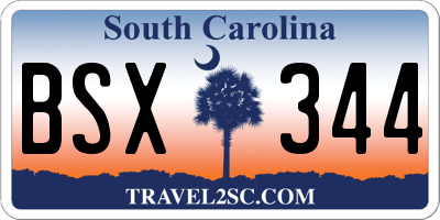 SC license plate BSX344