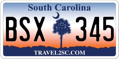 SC license plate BSX345