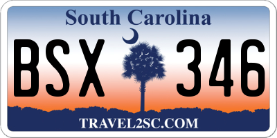 SC license plate BSX346