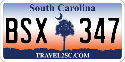 SC license plate BSX347