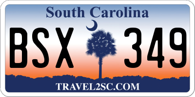 SC license plate BSX349