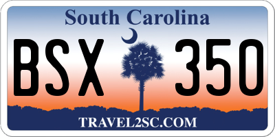 SC license plate BSX350