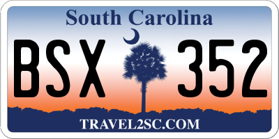 SC license plate BSX352