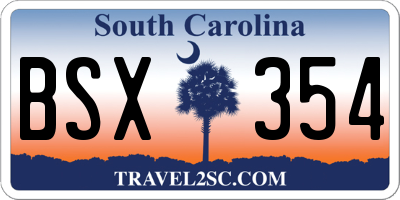 SC license plate BSX354