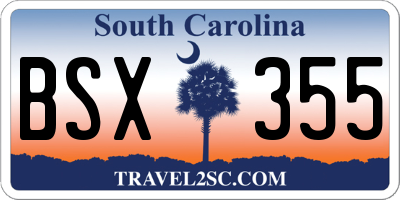 SC license plate BSX355
