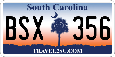 SC license plate BSX356