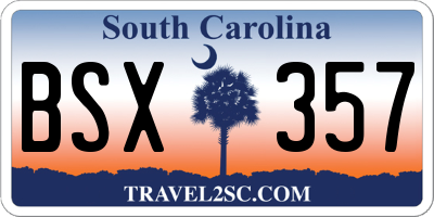 SC license plate BSX357