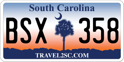 SC license plate BSX358