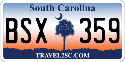 SC license plate BSX359