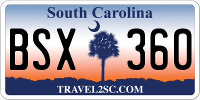 SC license plate BSX360