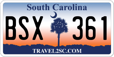 SC license plate BSX361