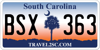 SC license plate BSX363