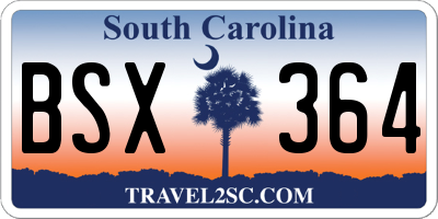 SC license plate BSX364