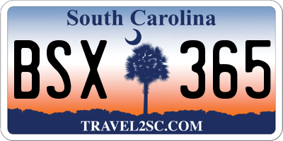 SC license plate BSX365