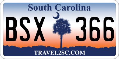 SC license plate BSX366