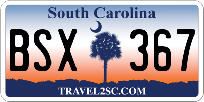 SC license plate BSX367