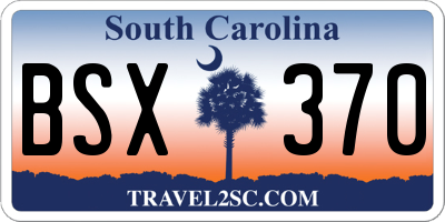 SC license plate BSX370