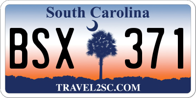SC license plate BSX371