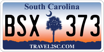 SC license plate BSX373