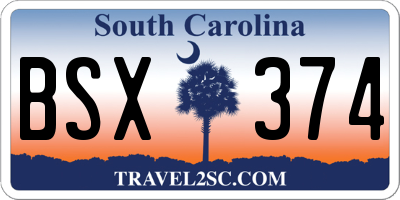 SC license plate BSX374