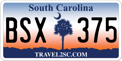 SC license plate BSX375